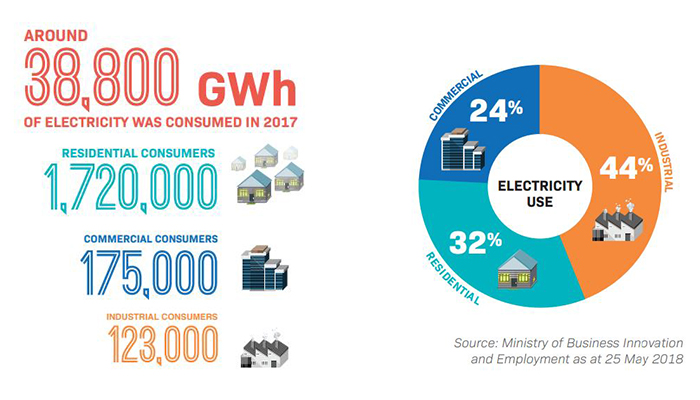 How much electricity is consumed in New Zealand